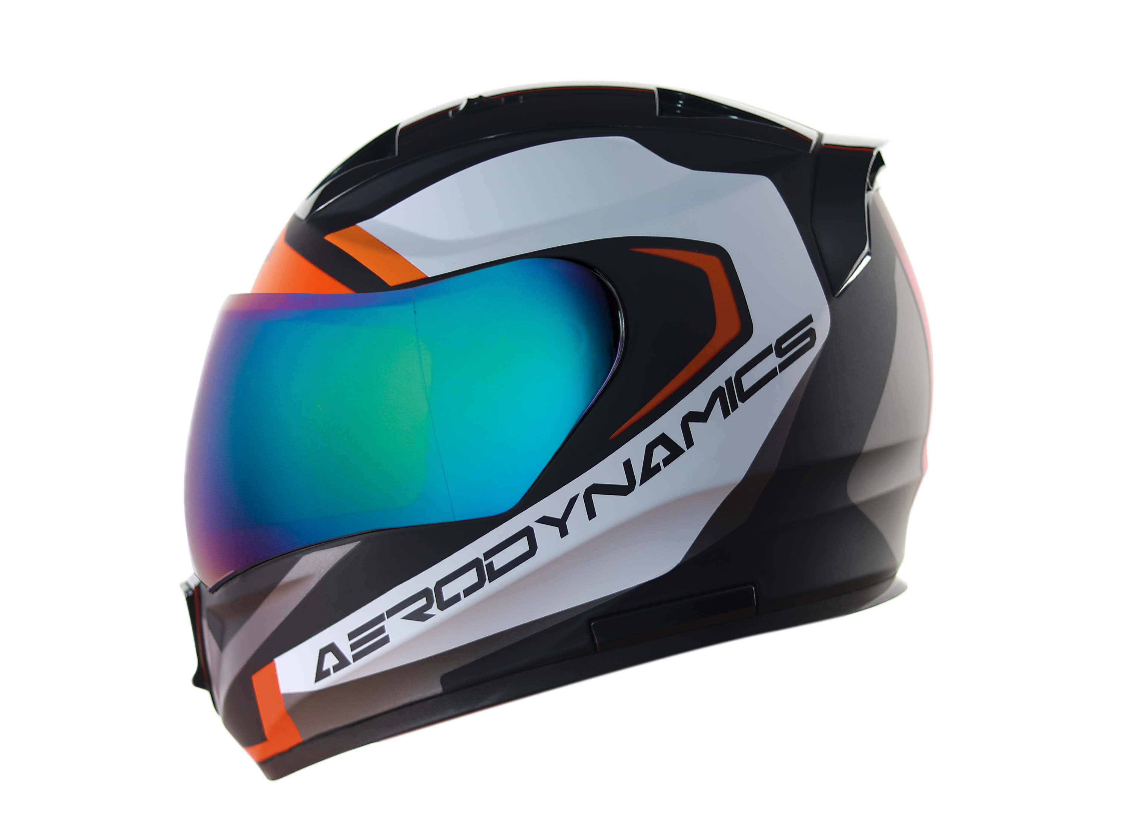 SA-1 Aerodynamics Mat Black With Orange(Fitted With Clear Visor Extra Rainbow Chrome Visor Free)